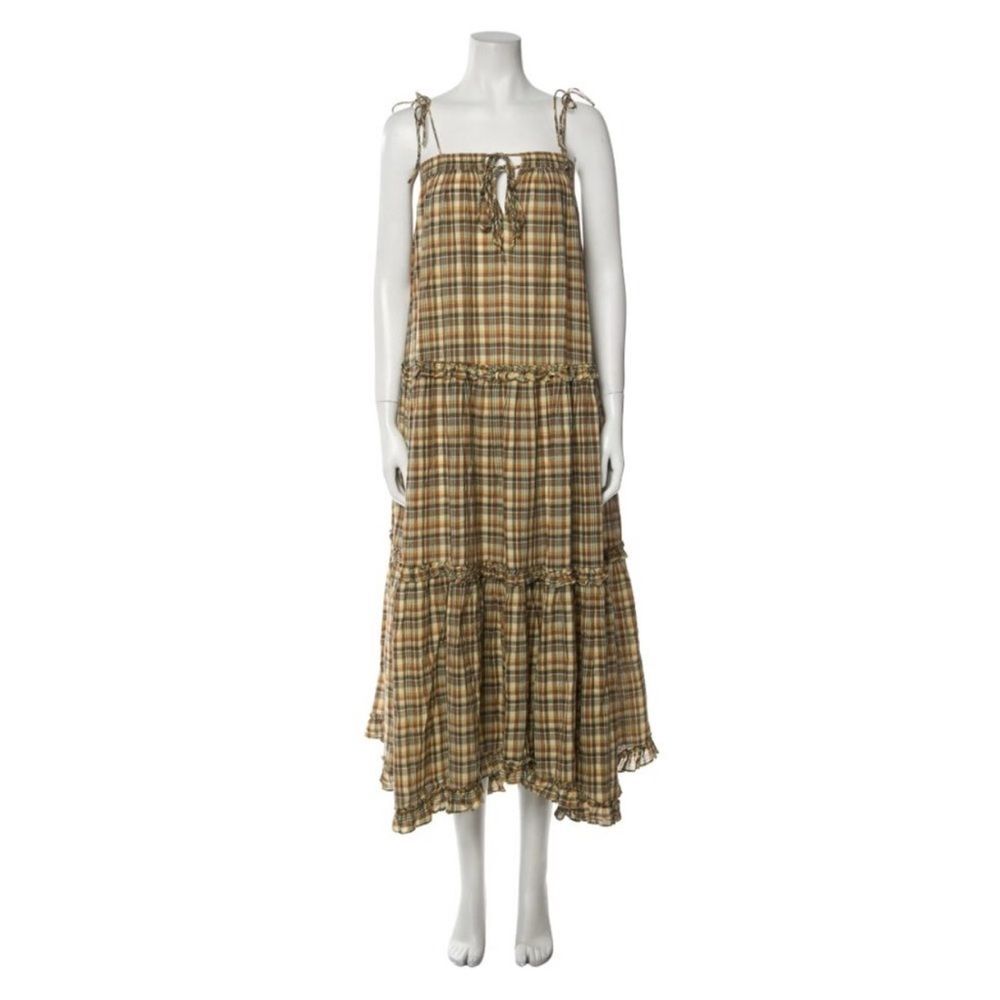 LAURENCE BRAS Sleeveless Plaid Green MIDI MAXI dress USA M fits USA up to XL
